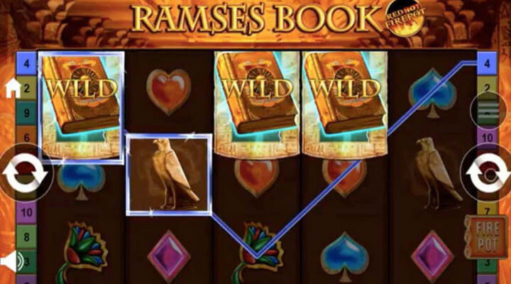 Walzen des deutschen Ramses Book Slots mit drei Wild-B&uuml;chern 